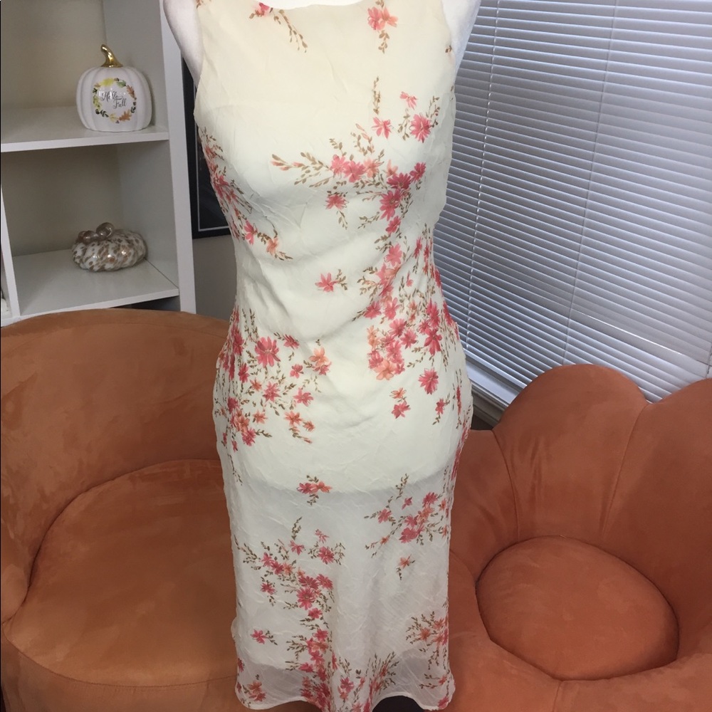 Flower pattern light material sheath dress